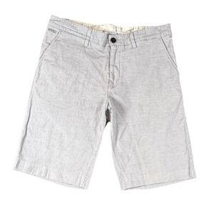 WeSC Shorts Mens 32 Gray Check Chino Flat Front 12 Inseam Casual Summer